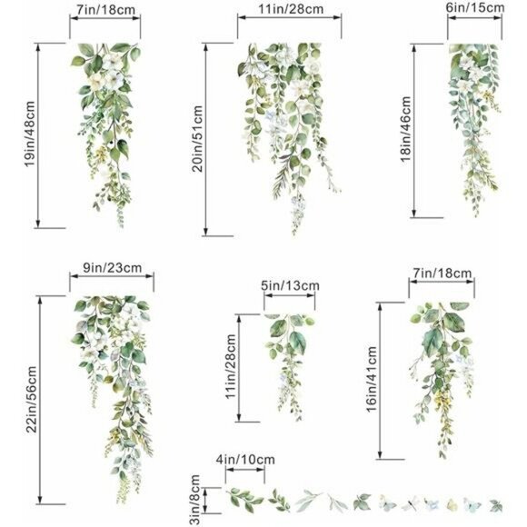 Hanging Vine Wall Decals Green Leaf Stickers for Bedroom Living Room Decor - Picture 4 of 6